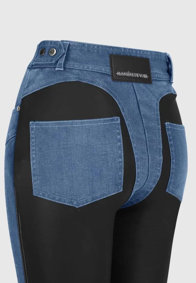 Manire De Voir Jeans Manire De Voir Woman Vegan Leather Contour Skinny Jeans 8211 Blue