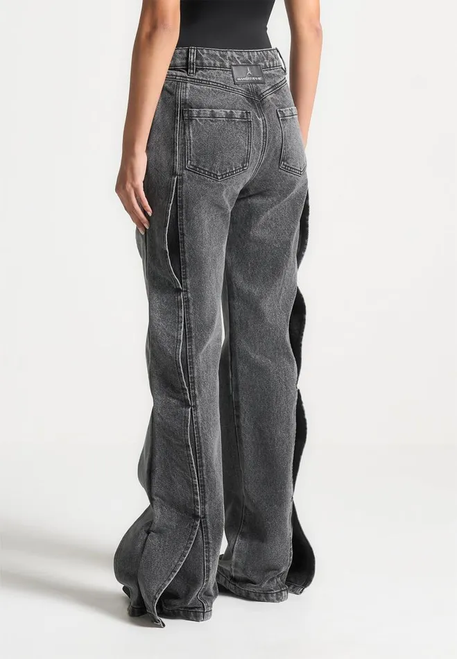 Manire De Voir Jeans Manire De Voir Woman Wave Detail Boyfriend Jeans 8211 Washed Grey