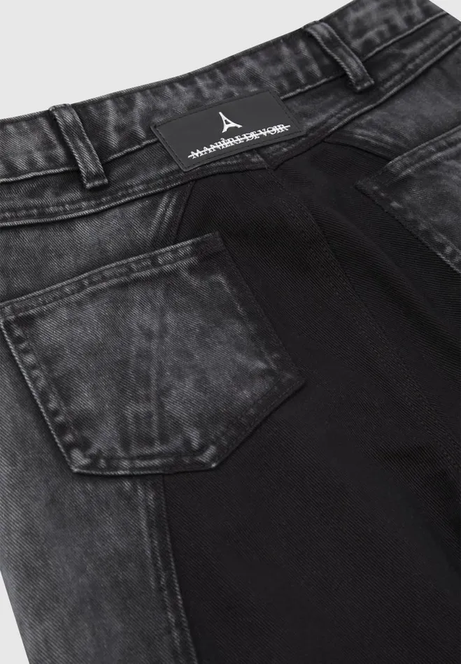 Manire De Voir Jeans Manire De Voir Woman Zip Detail Denim Cargo Pants 8211 Washed Black