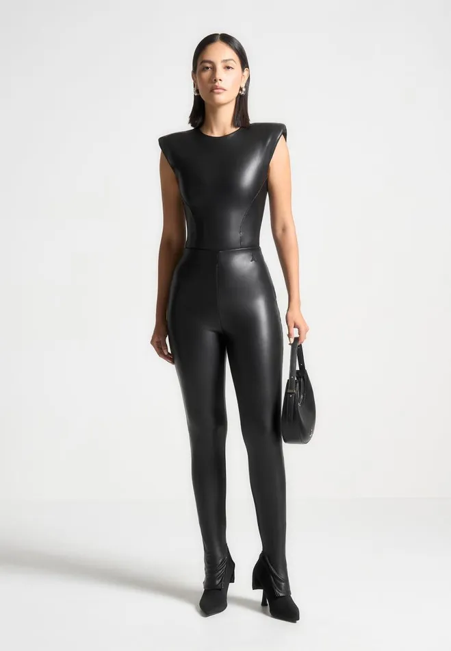 Manire De Voir Leggings Manire De Voir Woman Vegan Leather Leggings 8211 Black Manire De Voir Leggings Manire De Voir Woman Vegan Leather Leggings 8211 Black