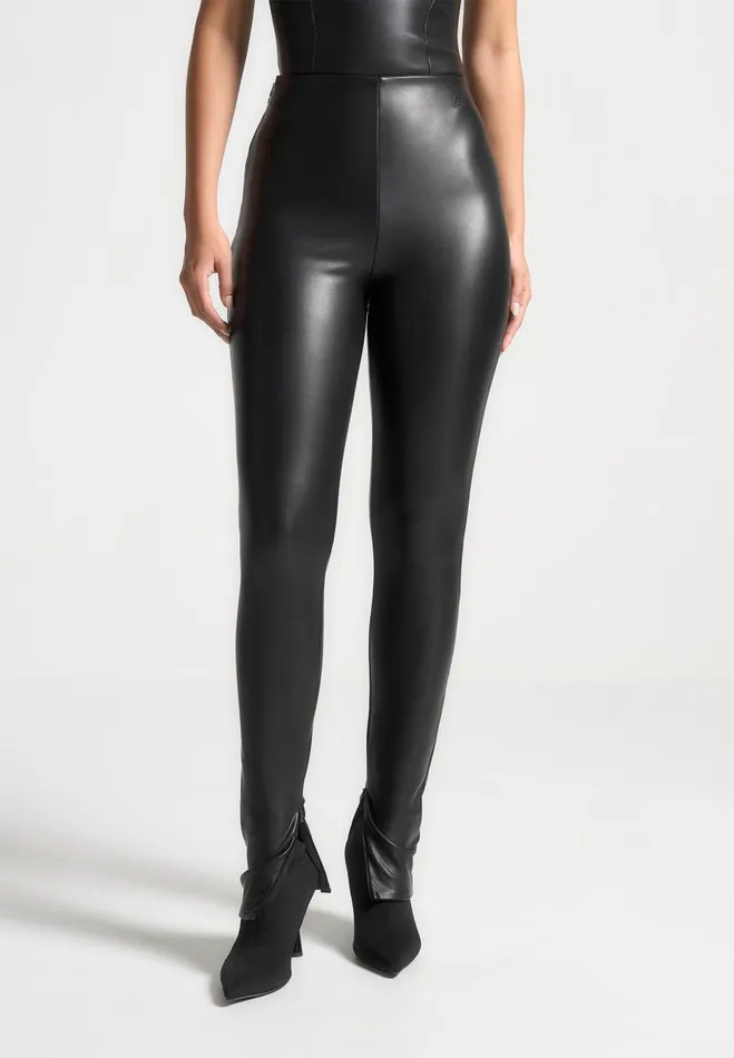 Manire De Voir Leggings Manire De Voir Woman Vegan Leather Leggings 8211 Black