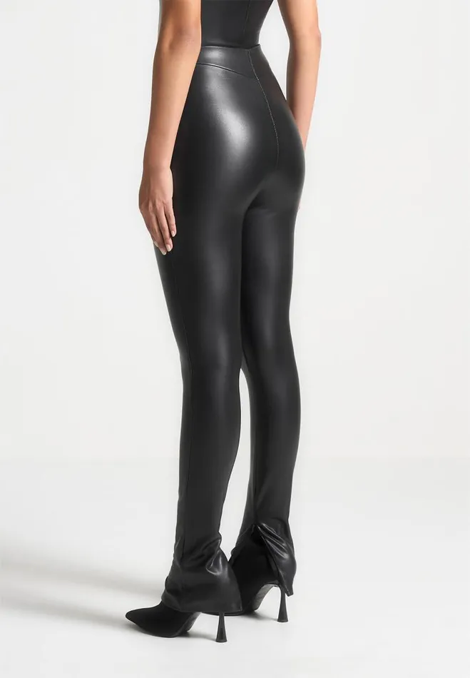 Manire De Voir Leggings Manire De Voir Woman Vegan Leather Leggings 8211 Black