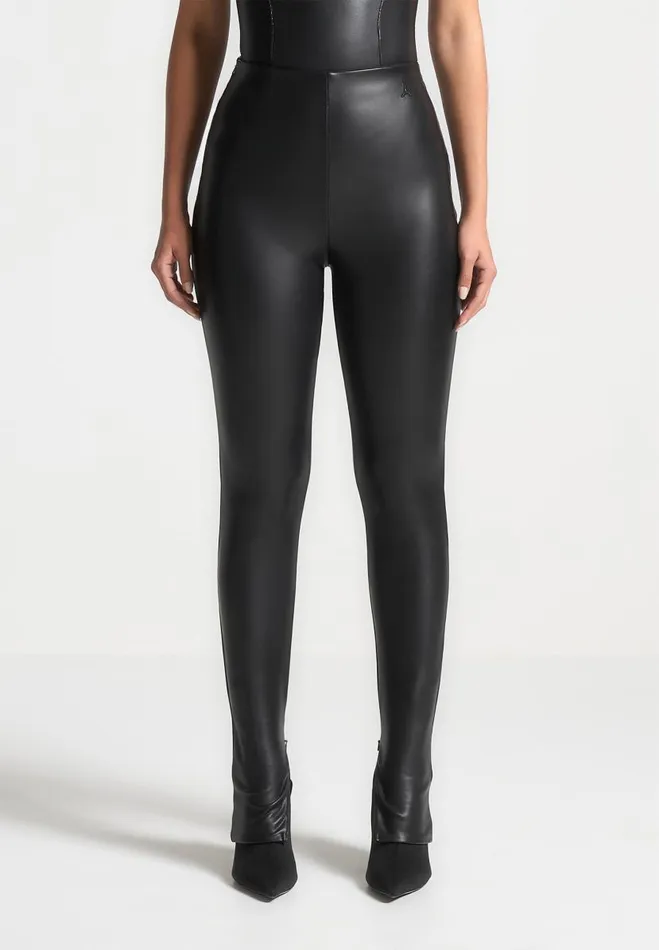 Manire De Voir Leggings Manire De Voir Woman Vegan Leather Leggings 8211 Black