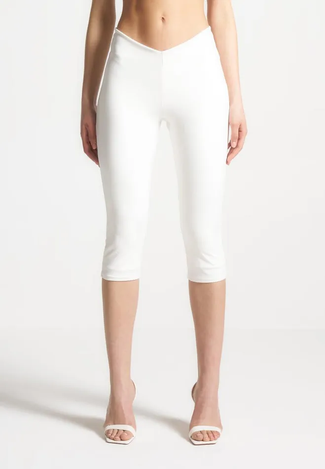 Manire De Voir Matching Sets Manire De Voir Woman Angled Waist Capri Leggings 8211 Off White