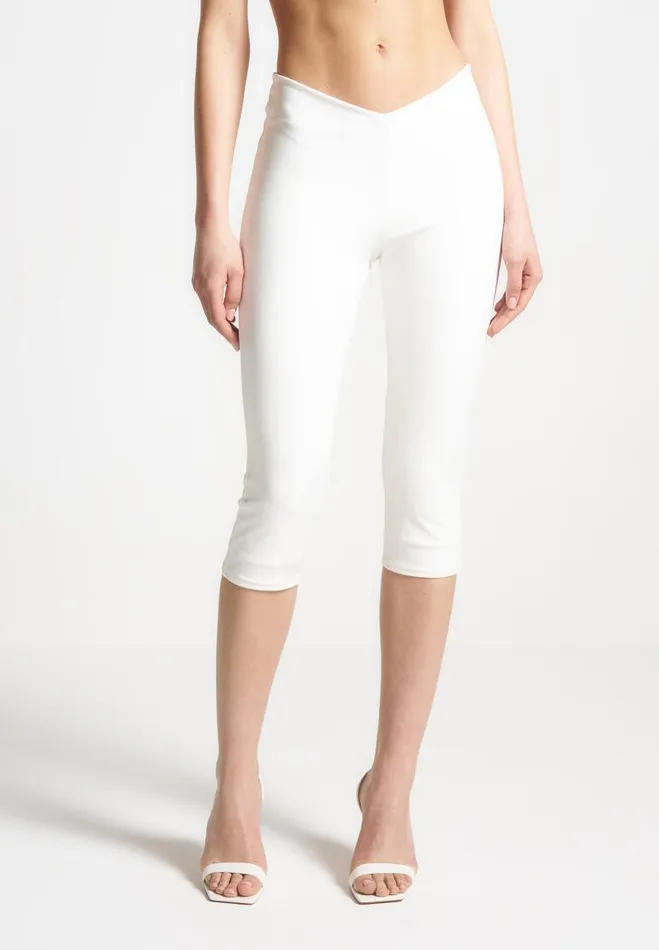Manire De Voir Matching Sets Manire De Voir Woman Angled Waist Capri Leggings 8211 Off White