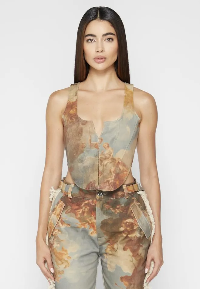 Manire De Voir Matching Sets Manire De Voir Woman Art Corset Top 8211 Multi