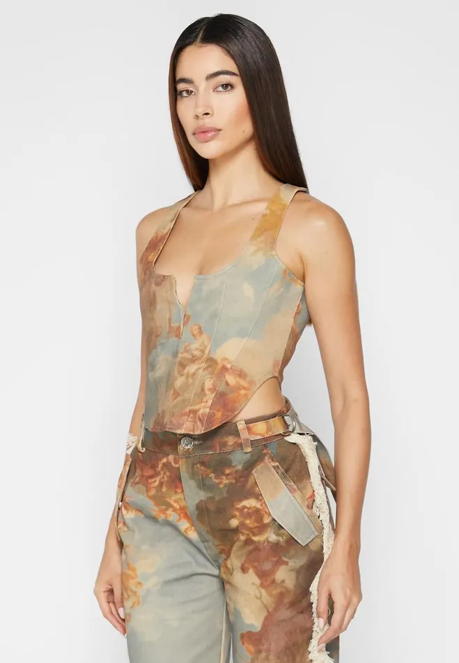 Manire De Voir Matching Sets Manire De Voir Woman Art Corset Top 8211 Multi