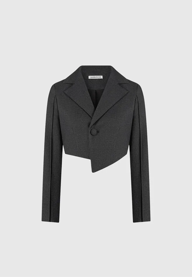 Manire De Voir Matching Sets Manire De Voir Woman Asymmetric Tailored Cropped Blazer 8211 Grey