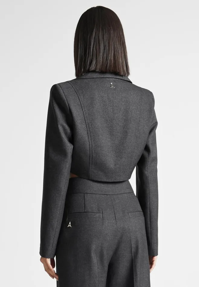 Manire De Voir Matching Sets Manire De Voir Woman Asymmetric Tailored Cropped Blazer 8211 Grey