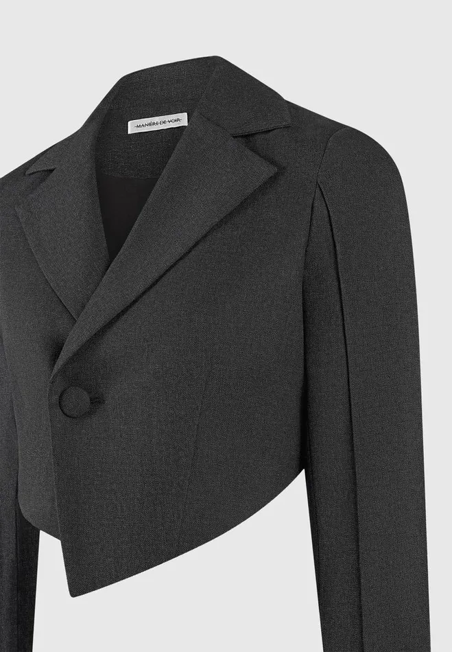 Manire De Voir Matching Sets Manire De Voir Woman Asymmetric Tailored Cropped Blazer 8211 Grey