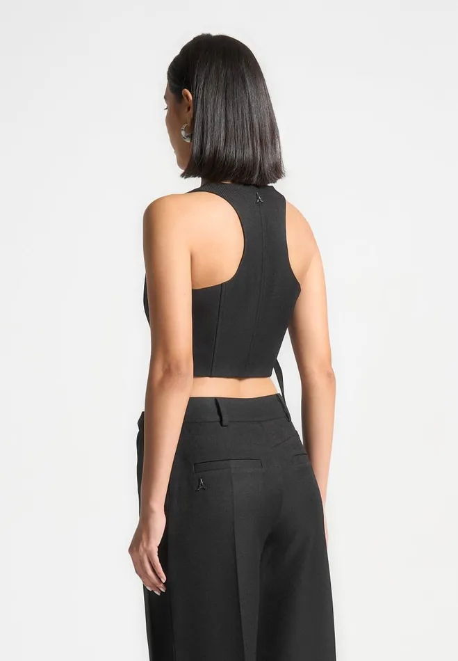 Manire De Voir Matching Sets Manire De Voir Woman Asymmetric Tailored Waistcoat With Tie 8211 Black