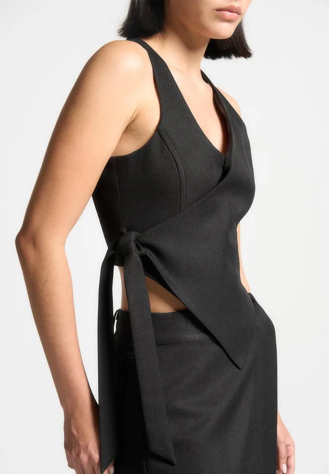 Manire De Voir Matching Sets Manire De Voir Woman Asymmetric Tailored Waistcoat With Tie 8211 Black