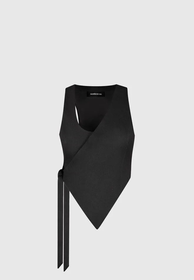 Manire De Voir Matching Sets Manire De Voir Woman Asymmetric Tailored Waistcoat With Tie 8211 Black