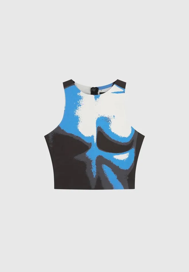 Manire De Voir Matching Sets Manire De Voir Woman Body Print Racer Top 8211 WhiteBlue