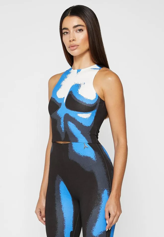 Manire De Voir Matching Sets Manire De Voir Woman Body Print Racer Top 8211 WhiteBlue