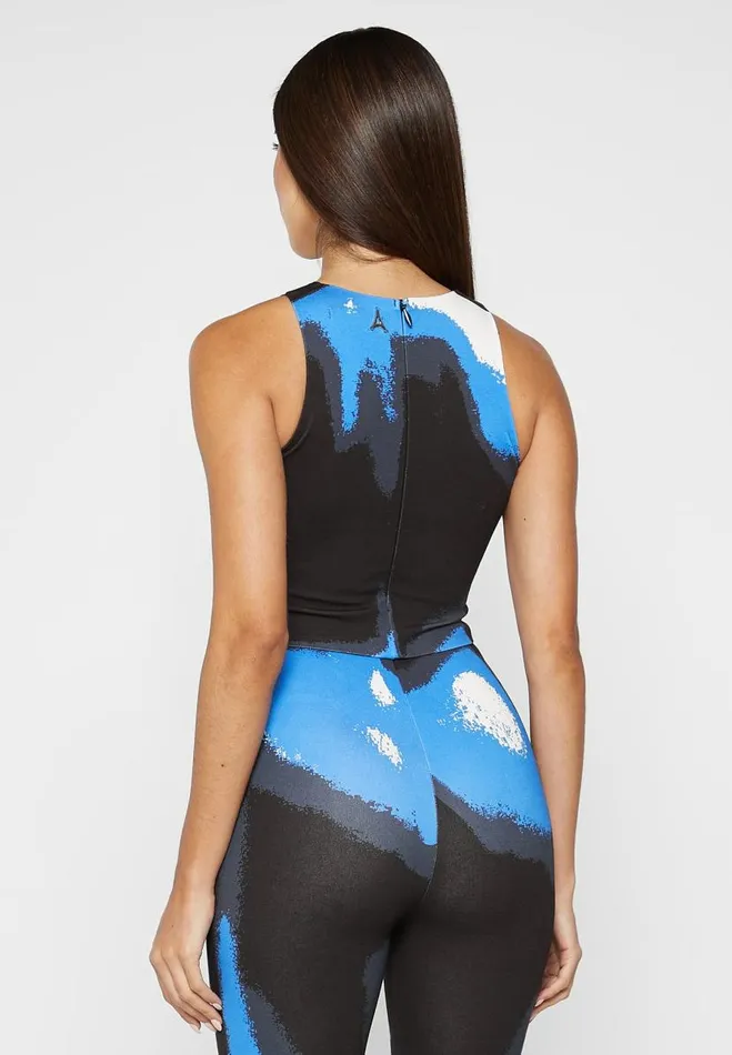 Manire De Voir Matching Sets Manire De Voir Woman Body Print Racer Top 8211 WhiteBlue