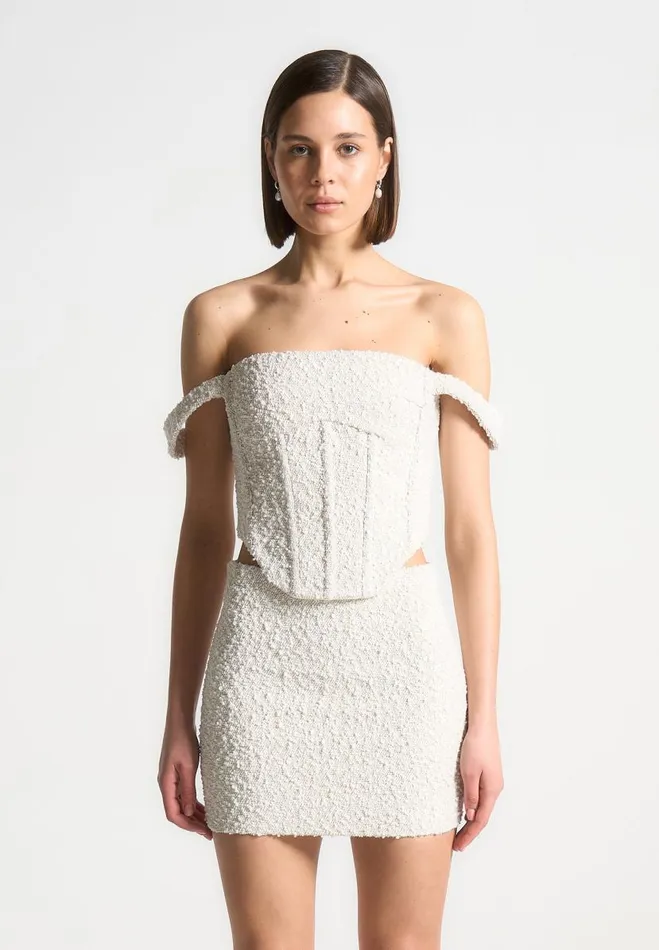 Manire De Voir Matching Sets Manire De Voir Woman Boucle Bardot Corset Top 8211 Off White