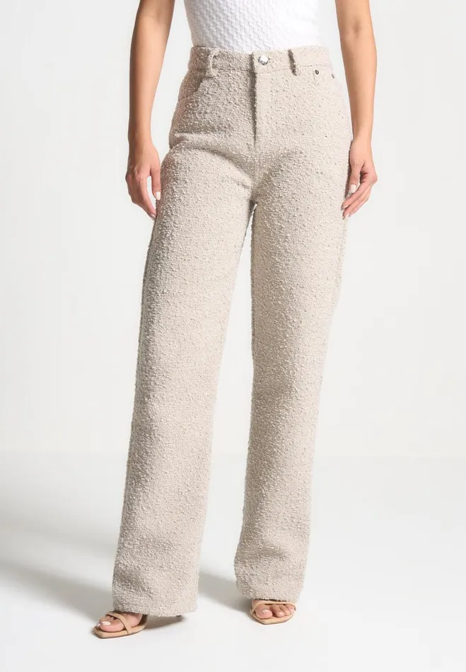 Manire De Voir Matching Sets Manire De Voir Woman Boucle Boyfriend Trousers 8211 Beige Manire De Voir Matching Sets Manire De Voir Woman Boucle Boyfriend Trousers 8211 Beige