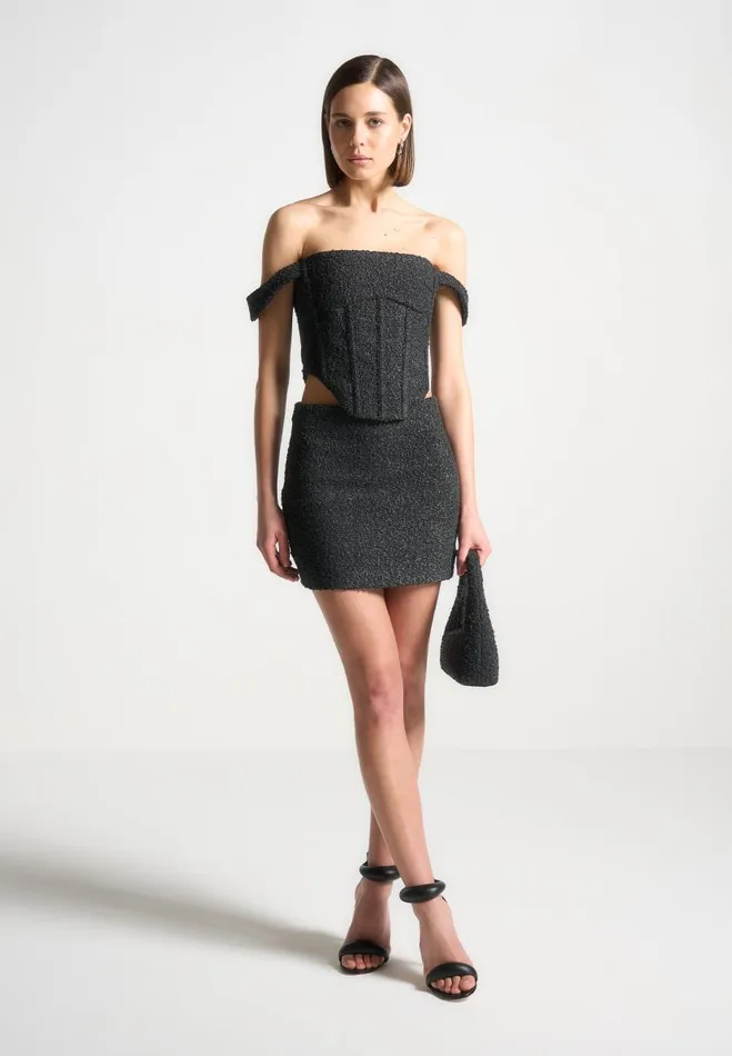 Manire De Voir Matching Sets Manire De Voir Woman Boucle Mini Skirt 8211 Black Manire De Voir Matching Sets Manire De Voir Woman Boucle Mini Skirt 8211 Black