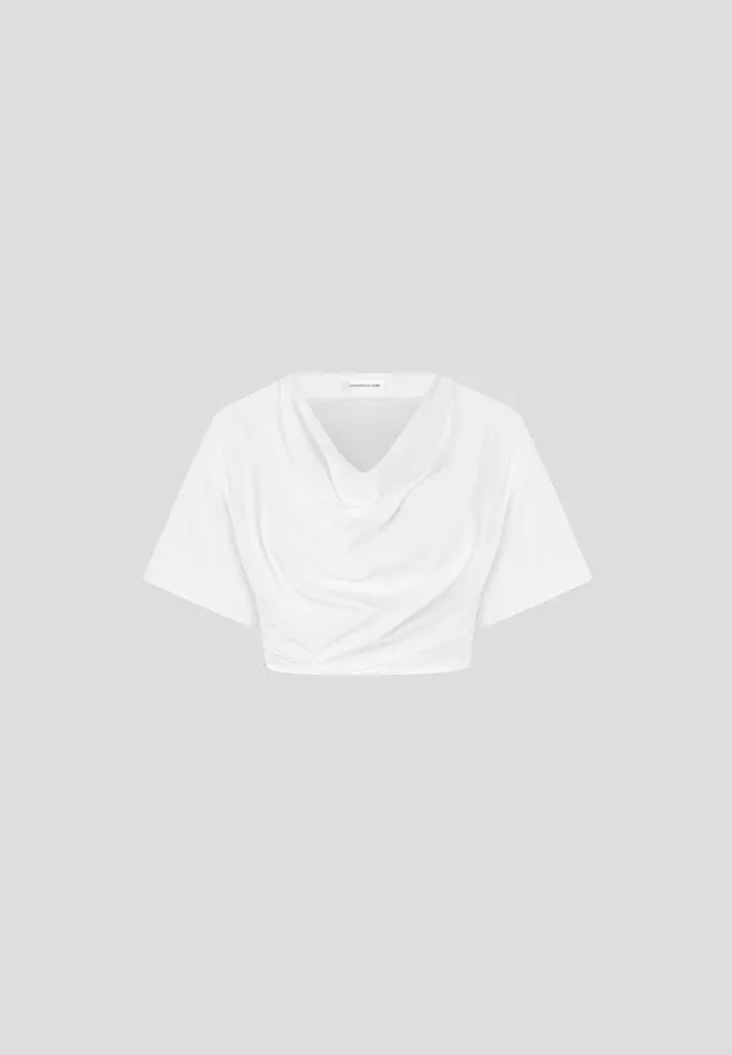Manire De Voir Matching Sets Manire De Voir Woman Cowl Neck Drape TShirt 8211 White