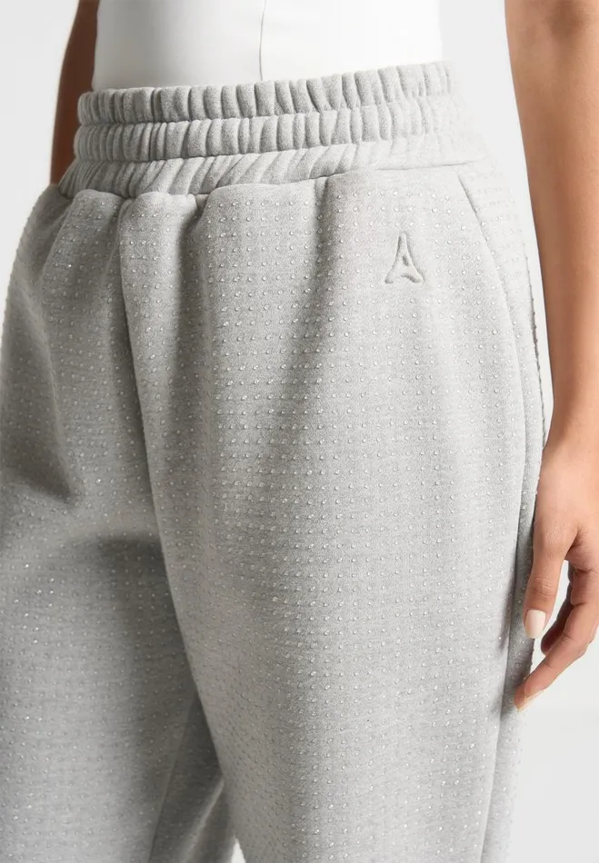 Manire De Voir Matching Sets Manire De Voir Woman Cuffed Rhinestone Joggers 8211 Grey