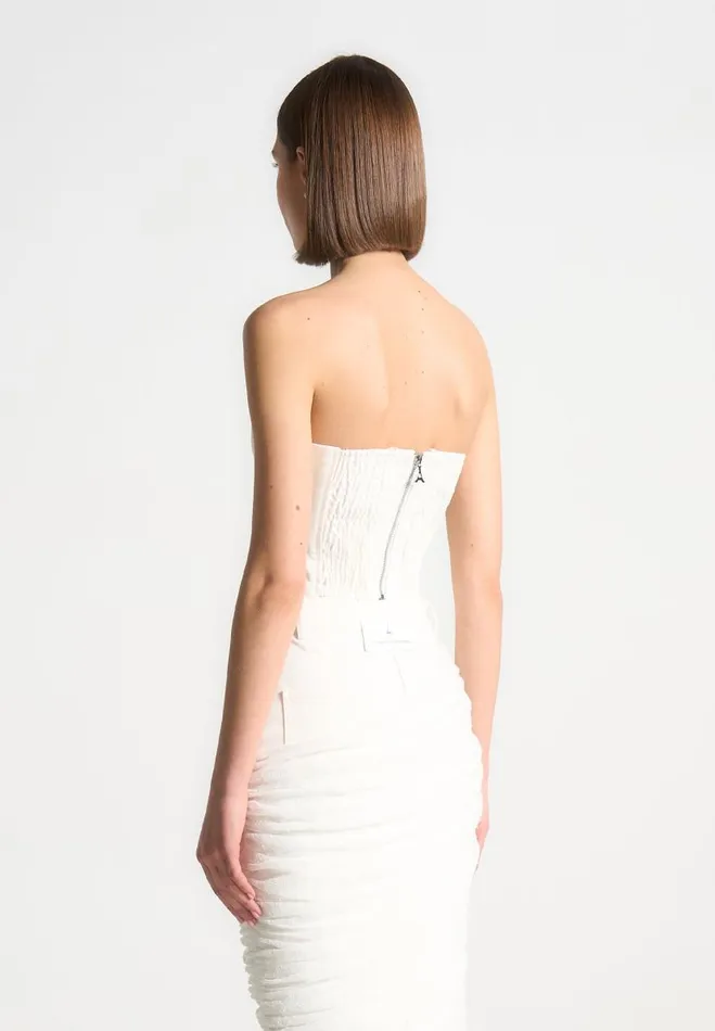 Manire De Voir Matching Sets Manire De Voir Woman Denim Bandeau Corset Top 8211 Off White