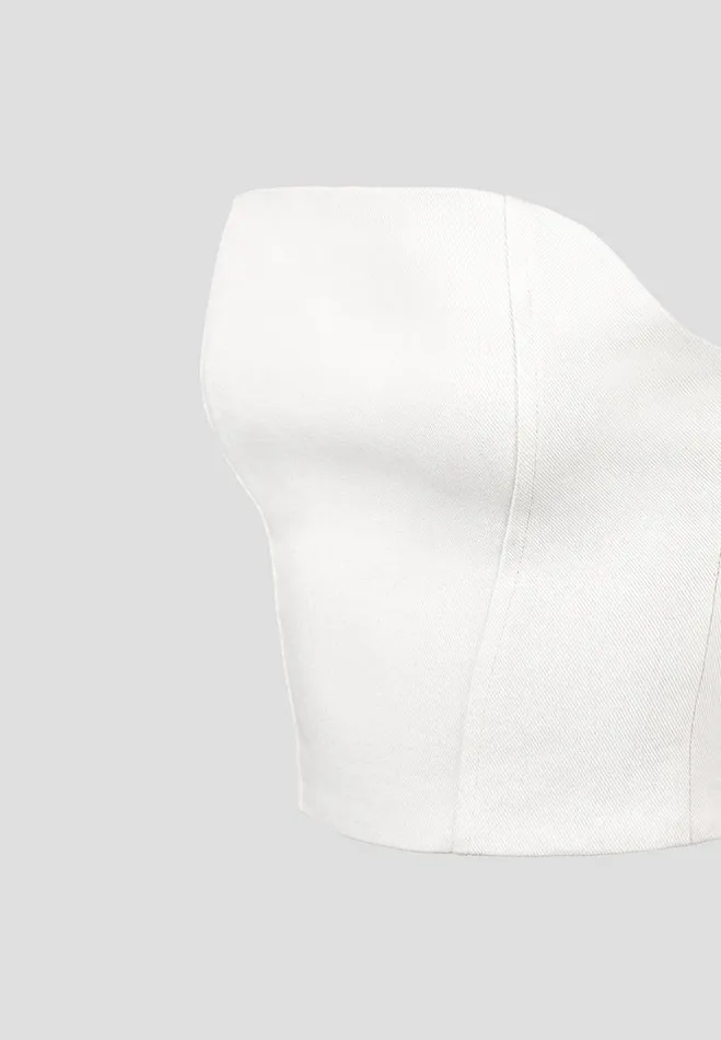 Manire De Voir Matching Sets Manire De Voir Woman Denim Bandeau Corset Top 8211 Off White