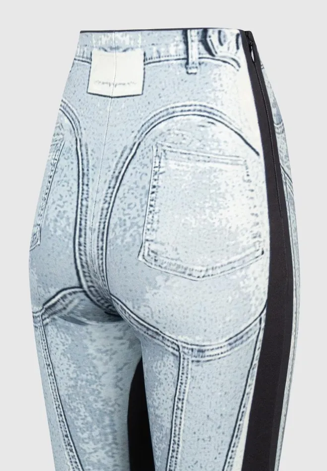 Manire De Voir Matching Sets Manire De Voir Woman Denim Print Leggings 8211 BlueBlack
