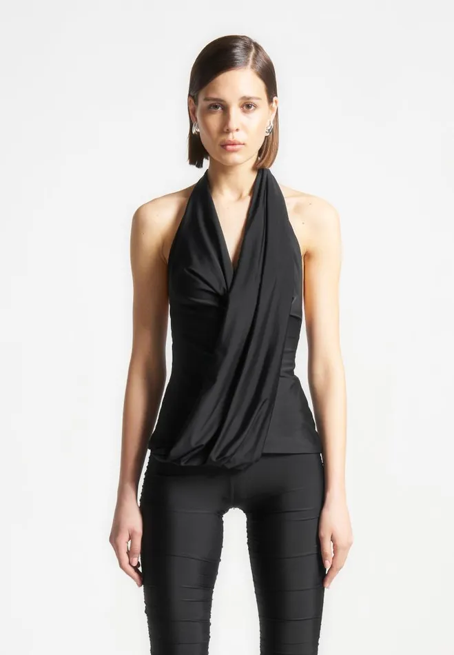 Manire De Voir Matching Sets Manire De Voir Woman Draped Halterneck Top 8211 Black