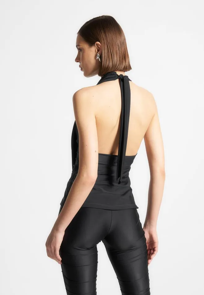 Manire De Voir Matching Sets Manire De Voir Woman Draped Halterneck Top 8211 Black