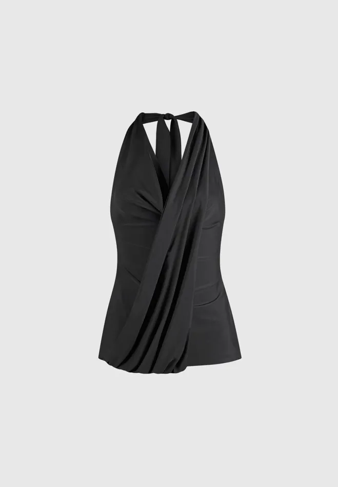 Manire De Voir Matching Sets Manire De Voir Woman Draped Halterneck Top 8211 Black