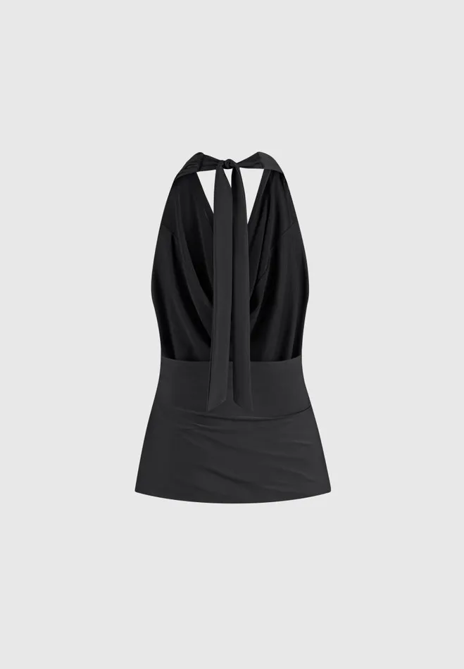 Manire De Voir Matching Sets Manire De Voir Woman Draped Halterneck Top 8211 Black
