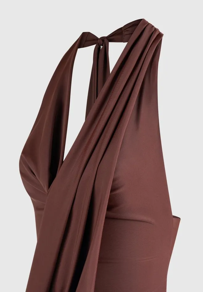 Manire De Voir Matching Sets Manire De Voir Woman Draped Halterneck Top 8211 Brown