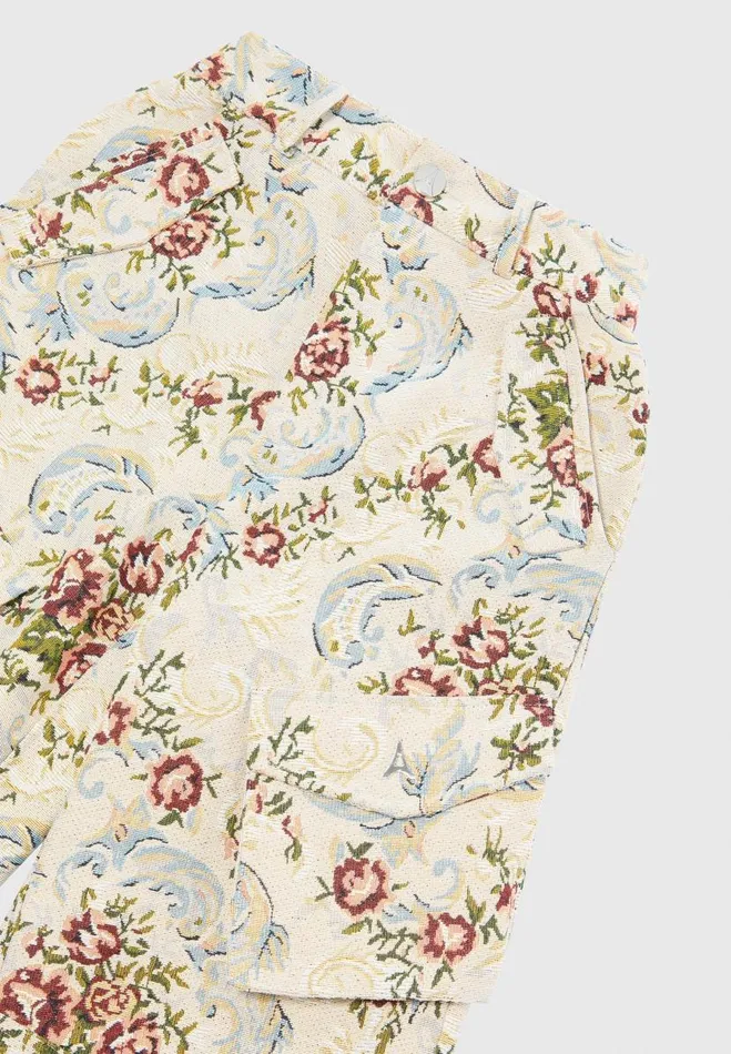 Manire De Voir Matching Sets Manire De Voir Woman Floral Jacquard High Waisted Cargo Pants 8211 Beige