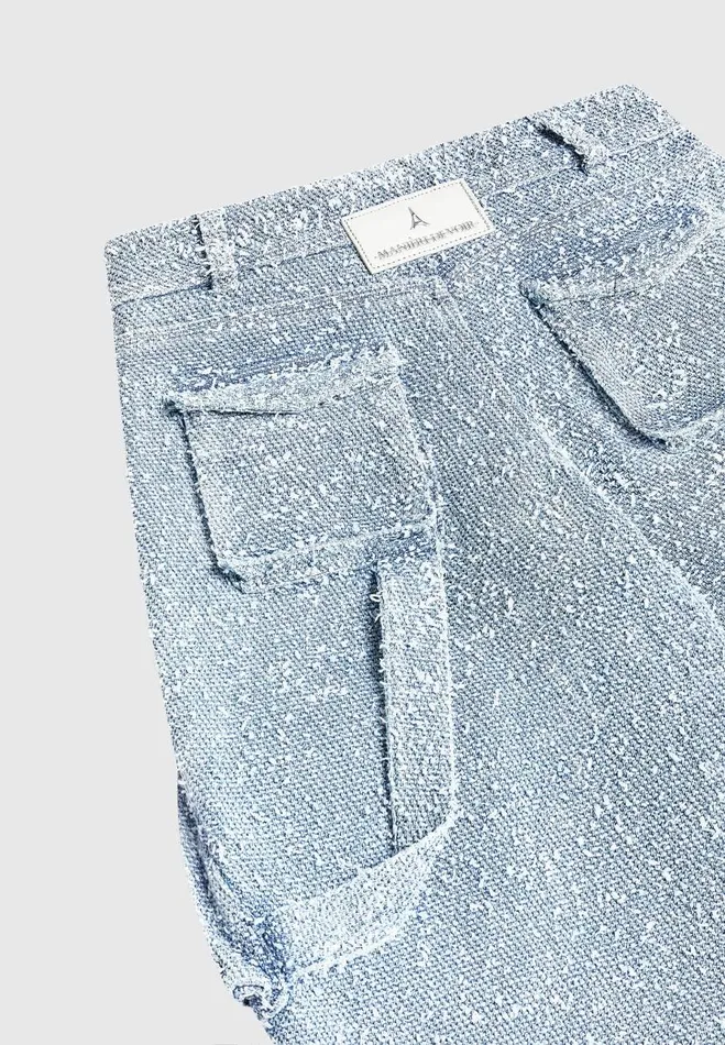 Manire De Voir Matching Sets Manire De Voir Woman High Waisted Boucle Denim Cargo Pants 8211 Mid Blue