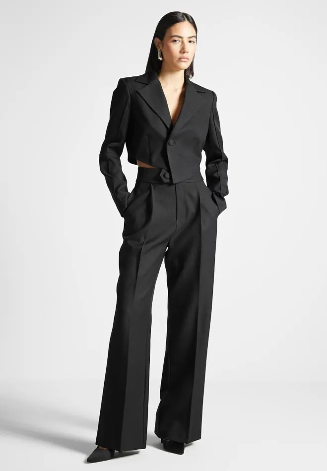 Manire De Voir Matching Sets Manire De Voir Woman High Waisted Tailored Trousers 8211 Black Manire De Voir Matching Sets Manire De Voir Woman High Waisted Tailored Trousers 8211 Black