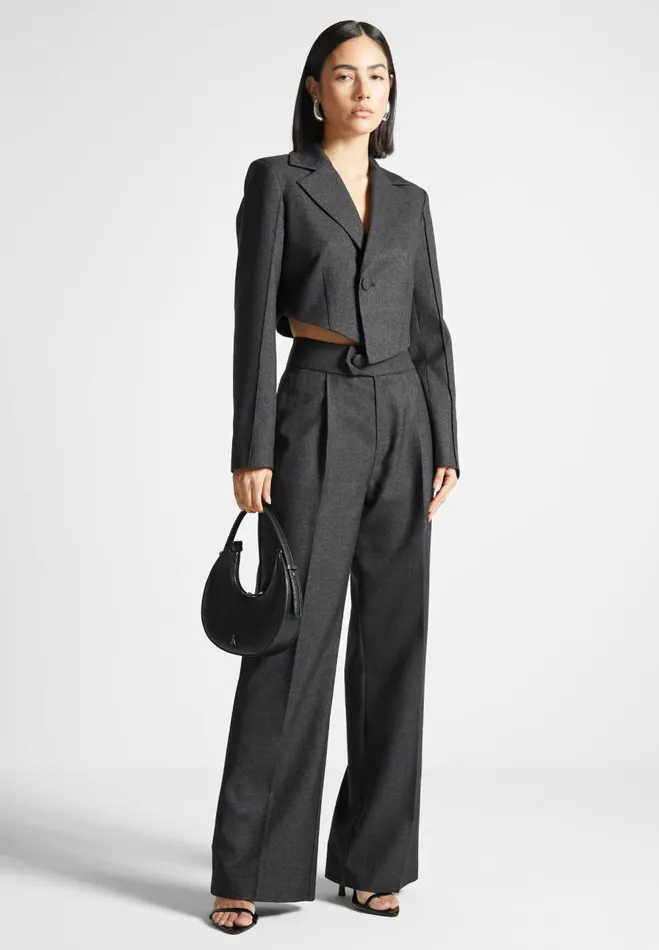 Manire De Voir Matching Sets Manire De Voir Woman High Waisted Tailored Trousers 8211 Grey Manire De Voir Matching Sets Manire De Voir Woman High Waisted Tailored Trousers 8211 Grey