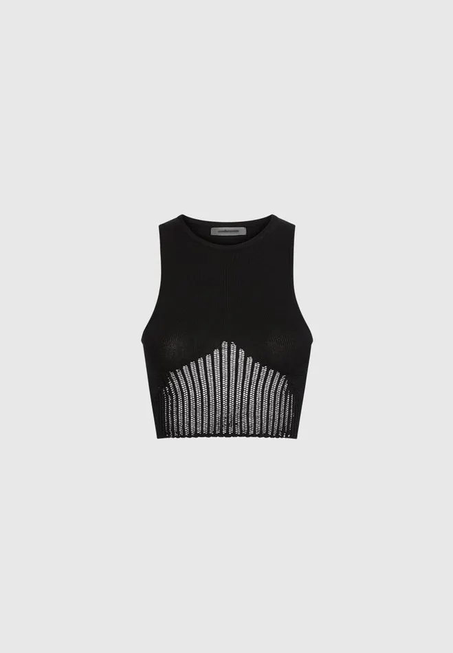 Manire De Voir Matching Sets Manire De Voir Woman Knitted Crop Top 8211 Black