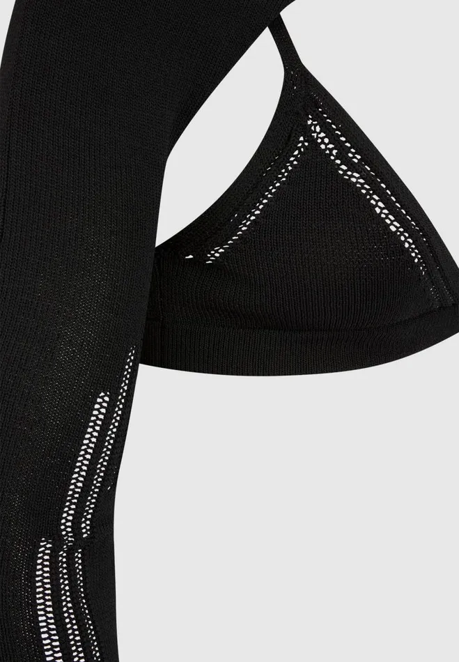 Manire De Voir Matching Sets Manire De Voir Woman Knitted Sleeve Overlay With Bralette 8211 Black