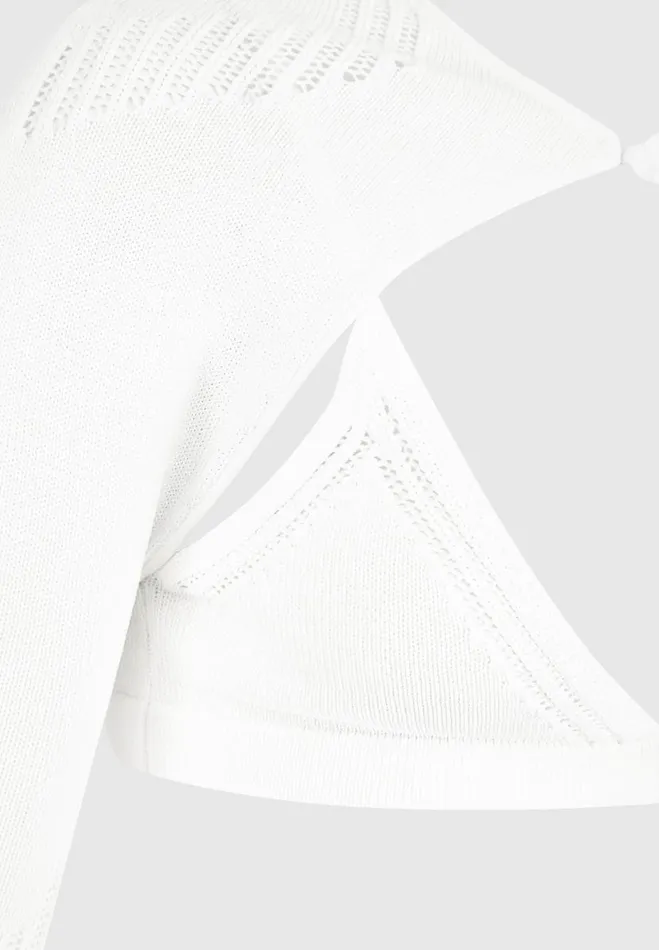 Manire De Voir Matching Sets Manire De Voir Woman Knitted Sleeve Overlay With Bralette 8211 White