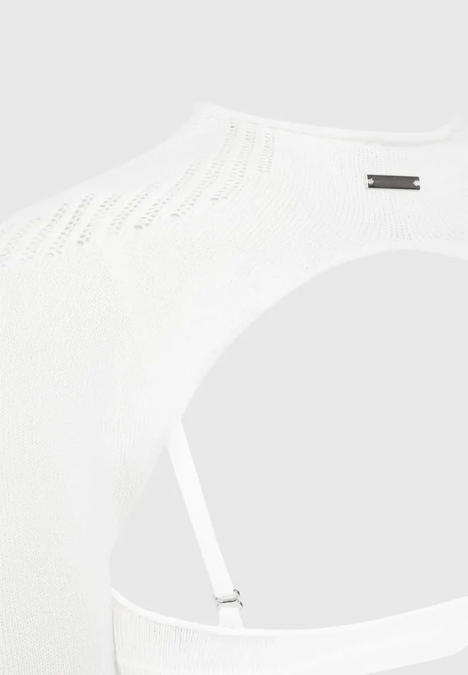 Manire De Voir Matching Sets Manire De Voir Woman Knitted Sleeve Overlay With Bralette 8211 White