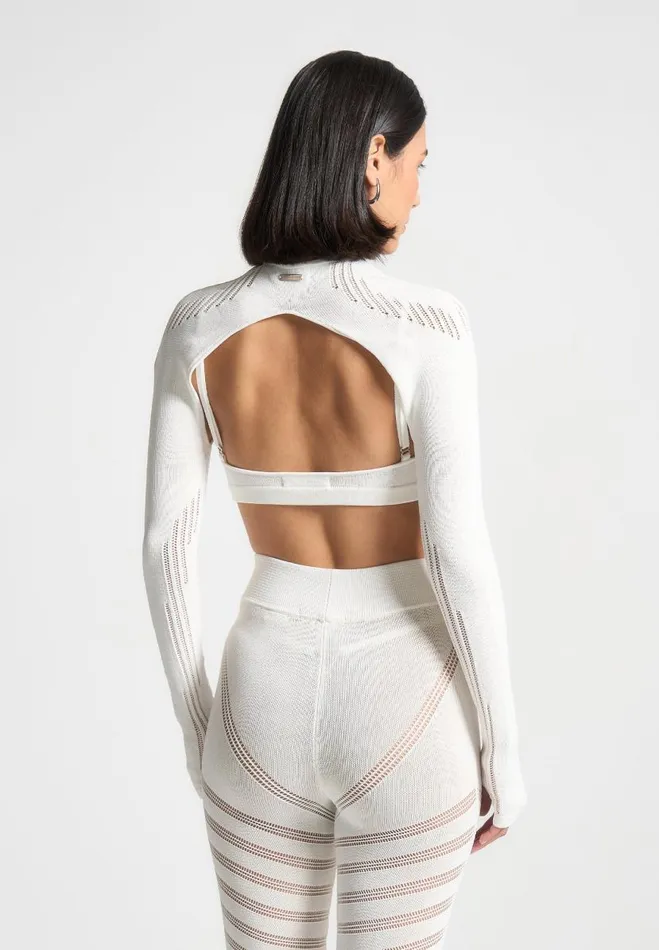 Manire De Voir Matching Sets Manire De Voir Woman Knitted Sleeve Overlay With Bralette 8211 White
