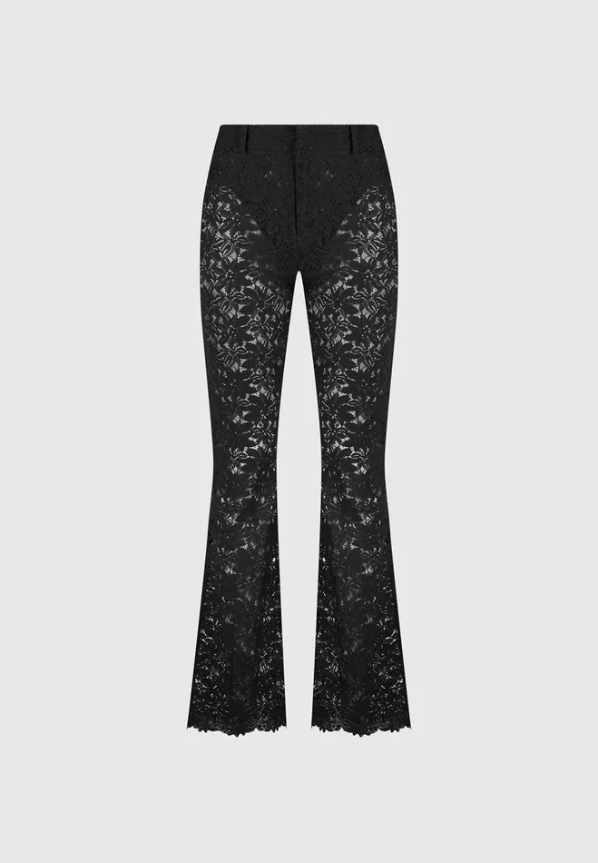 Manire De Voir Matching Sets Manire De Voir Woman Lace Fit And Flare Trousers 8211 Black