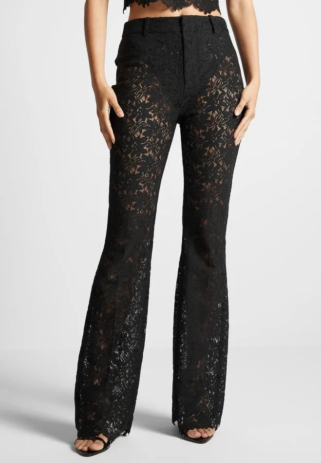 Manire De Voir Matching Sets Manire De Voir Woman Lace Fit And Flare Trousers 8211 Black