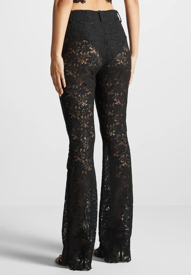 Manire De Voir Matching Sets Manire De Voir Woman Lace Fit And Flare Trousers 8211 Black