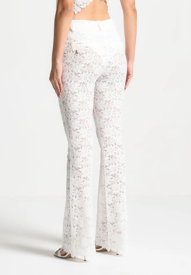 Manire De Voir Matching Sets Manire De Voir Woman Lace Fit And Flare Trousers 8211 White