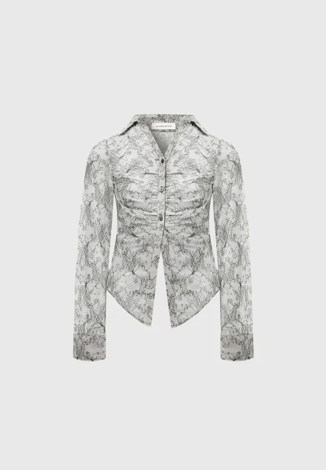 Manire De Voir Matching Sets Manire De Voir Woman Lace Mesh Contour Shirt 8211 Off White