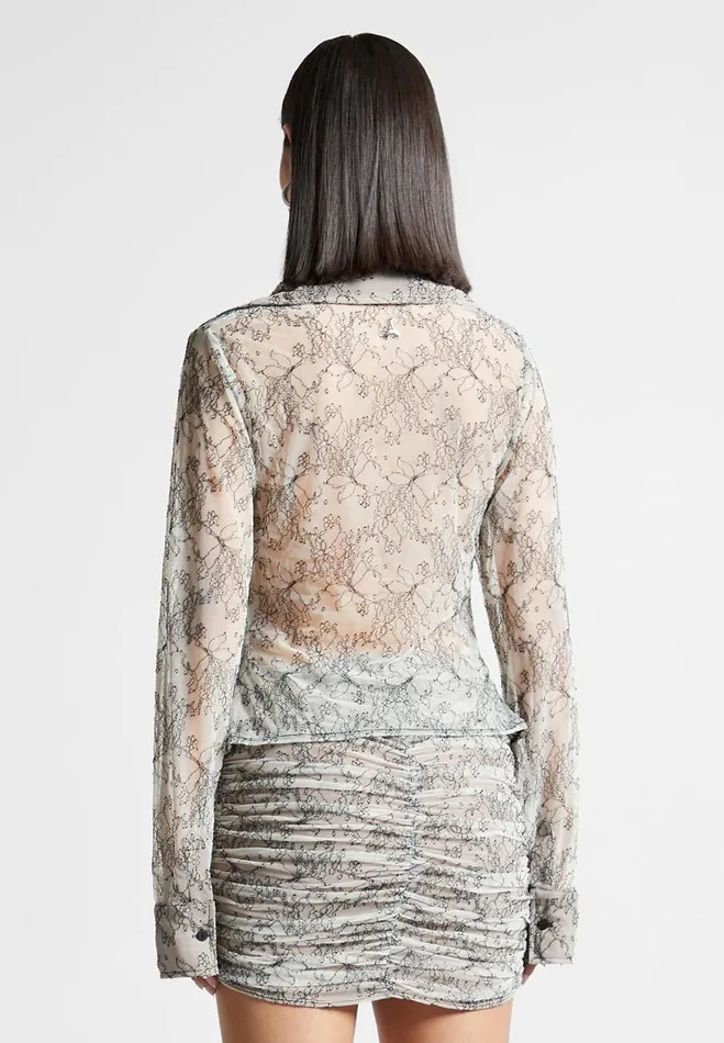 Manire De Voir Matching Sets Manire De Voir Woman Lace Mesh Contour Shirt 8211 Off White