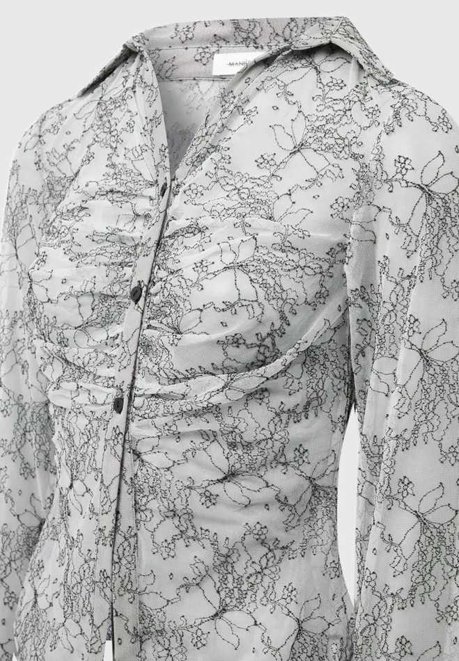 Manire De Voir Matching Sets Manire De Voir Woman Lace Mesh Contour Shirt 8211 Off White