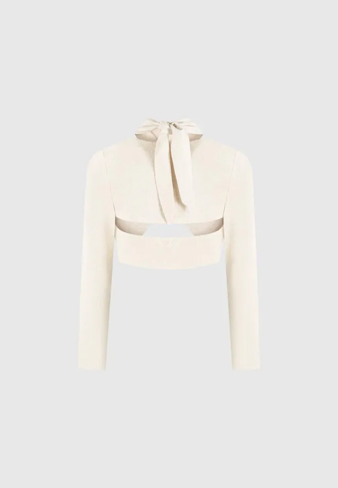 Manire De Voir Matching Sets Manire De Voir Woman Linen Crossover Bolero Top 8211 Natural